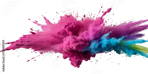 Vector abstract colorful rainbow holi paint and colorful cloud smoke powder explosion isolated on transparent wide panorama background.