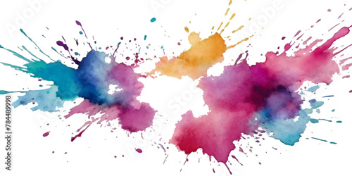Vector abstract colorful rainbow holi paint and colorful cloud smoke powder explosion isolated on transparent wide panorama background.