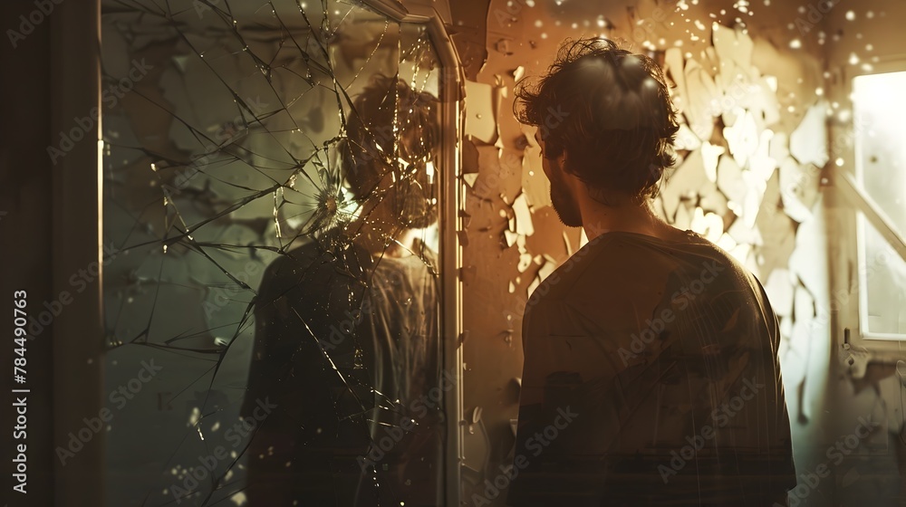 Shattered Reflection:A Surreal Portrayal of Emotional Turmoil and Identity Crisis