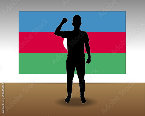 Azerbaijan flag paper texture, single-piece element, vector design