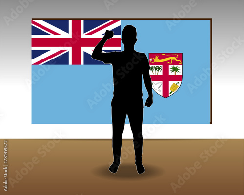 Fiji flag paper texture, single-piece element, vector design