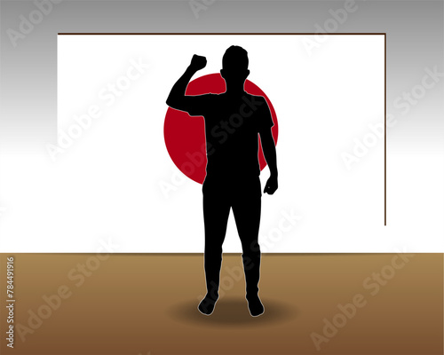 Japan flag paper texture, single-piece element, vector design