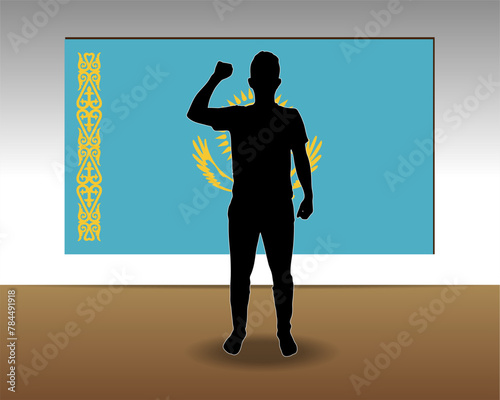Kazakhstan flag paper texture, single-piece element, vector design