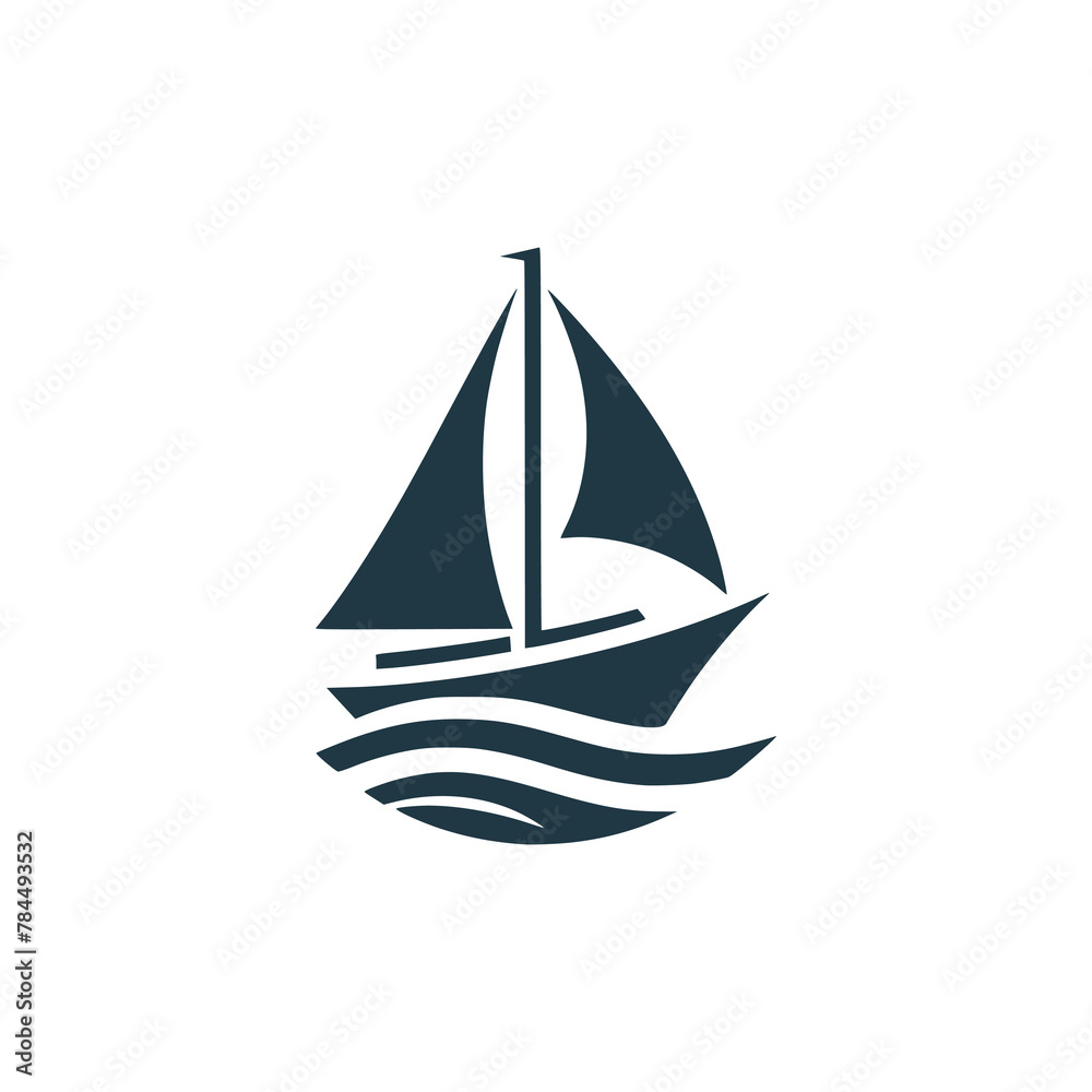 sailing boat sea logo vector illustration template design