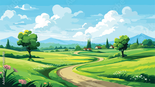 Serene countryside landscape with winding country r