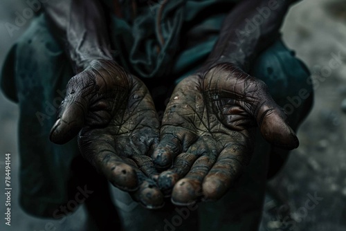 Close up of a person holding their hands, fingers intertwined in a firm grip, against a neutral background