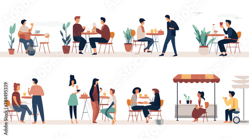 Set of casual people being friends. Flat vector illustration