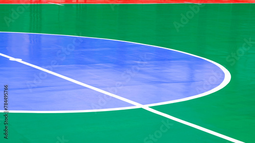 Fotografía Colorful high quality rubber floor of outdoor futsal court texture background