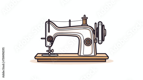 Sewing machine icon in outline style isolated on wh
