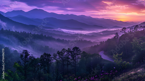 Captivating Sunrise over the Smoky Mountains: A Quintessential Depiction of North Carolina Tourism © Howard