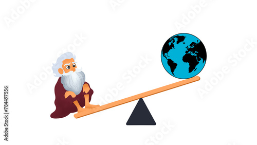 Fotografía Ancient Greek mathematician Archimedes, lifting the earth globe in challenge con