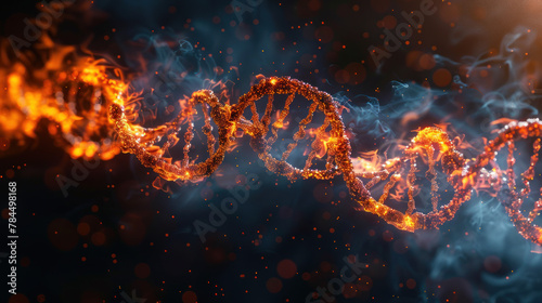 Abstract image of DNA spiral in flames - concept of teratogenic effects photo