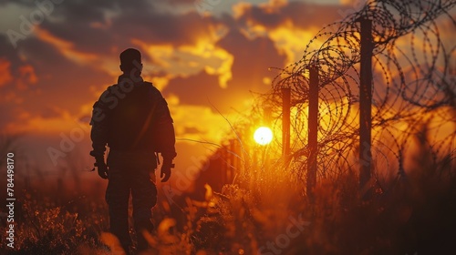 Man Standing in Front of Barbed Wire Fence