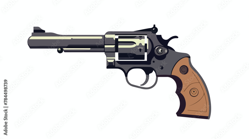 Silhouette of a revolver on a white background 2d flat