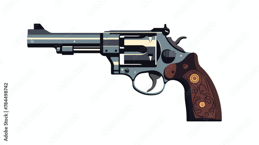 Silhouette of a revolver on a white background 2d flat