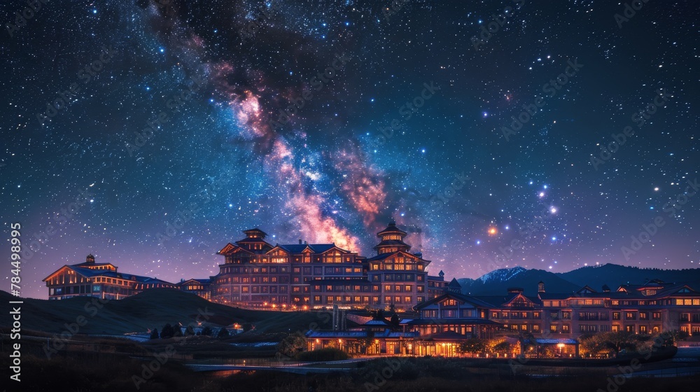 Night Time View of a Mountain Hotel Night Time View of a Mountain Hotel