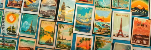 Isolated Set of Vintage Travel Posters
