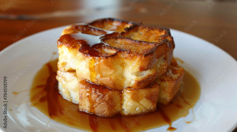 Mouthwatering plate of french toast topped with rich argentinean dulce de leche Mouthwatering plate of french toast topped with rich argentinean dulce de leche