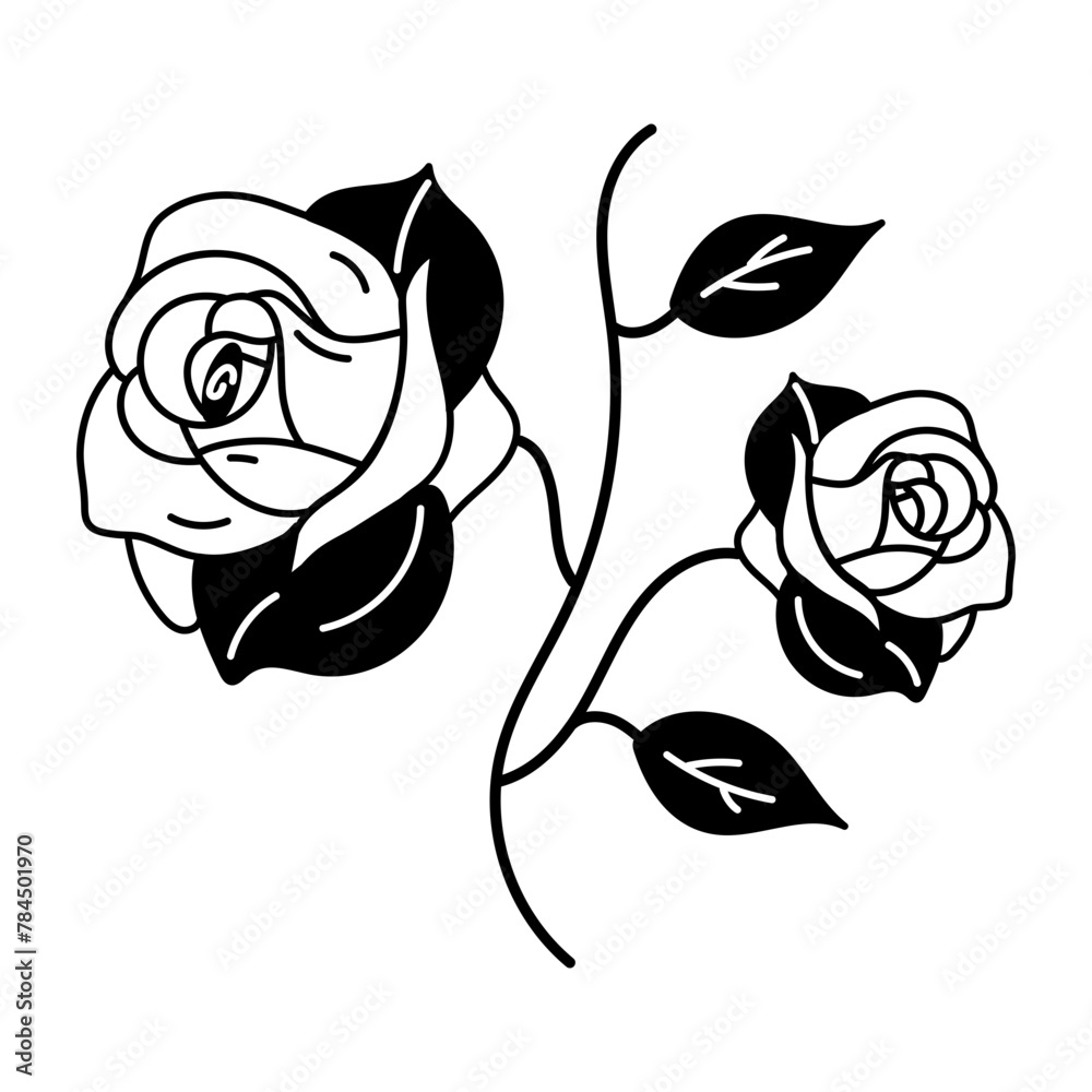 An eye catchy hand drawn icon of rose flowers An eye catchy hand drawn icon of rose flowers