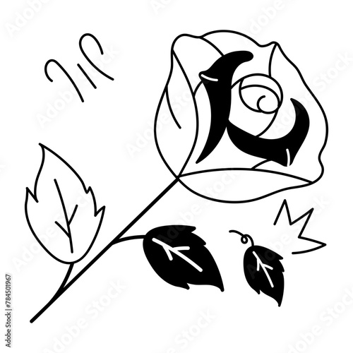 Ready to use doodle icon of rosebush