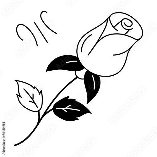 Beautiful designed doodle icon of perennial rose 