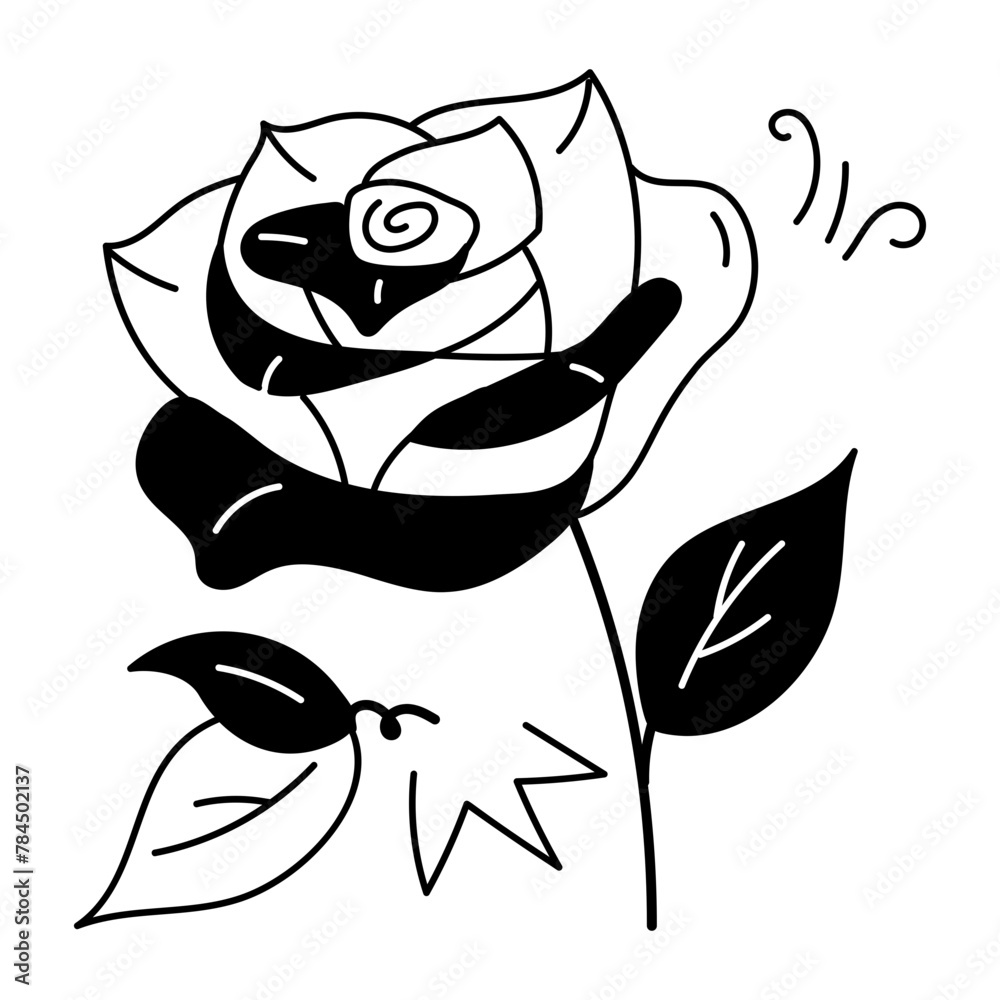 Grab this beautiful rose doodle icon Grab this beautiful rose doodle icon