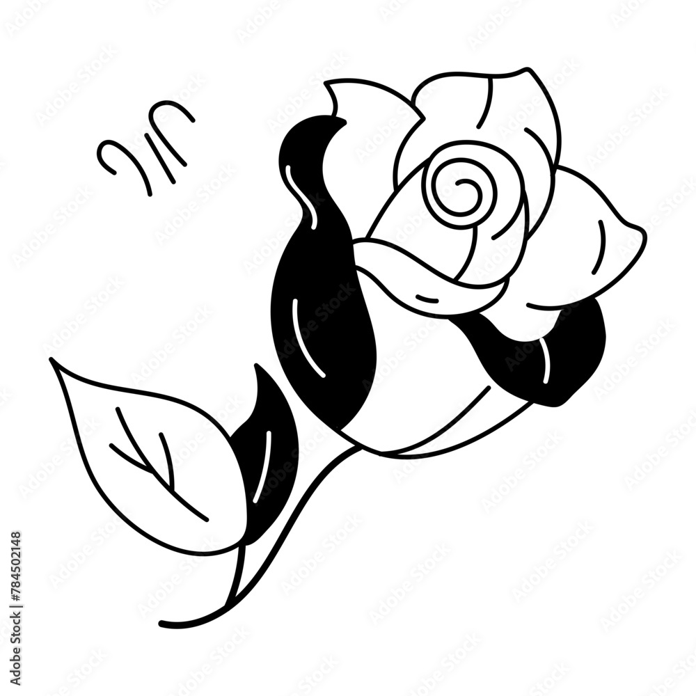 Visually appealing doodle icon of rose flower Visually appealing doodle icon of rose flower