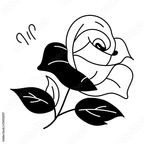 Trendy doodle icon of red rose 