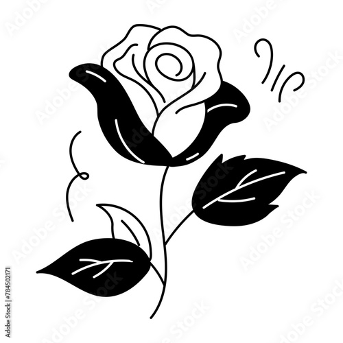 Ready to use doodle icon of rosebush photo