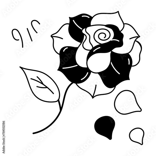 Premium hand drawn icon of rosal flower 