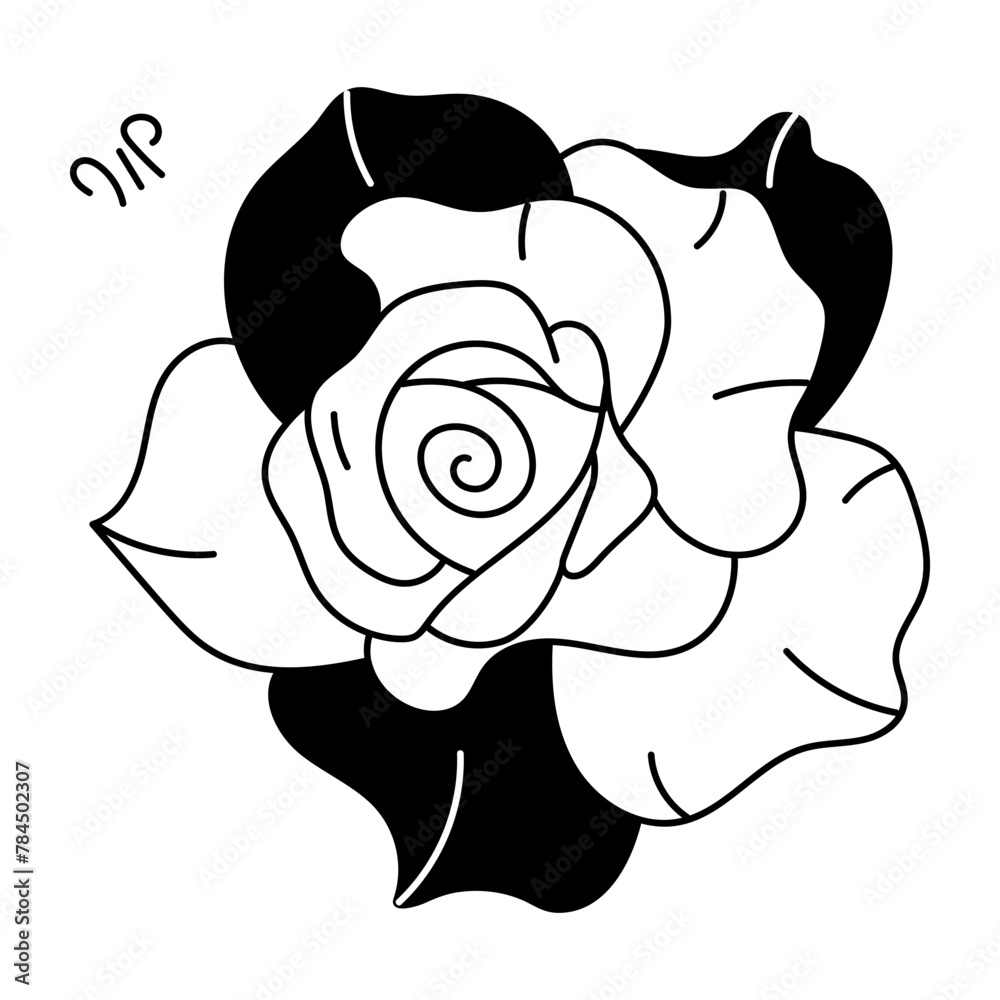 Premium hand drawn icon of rosal flower Premium hand drawn icon of rosal flower