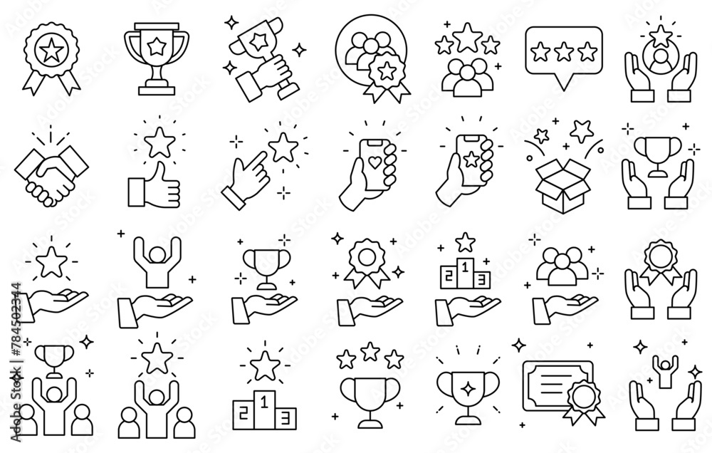 Fototapeta premium Icon collection about line kings and awards