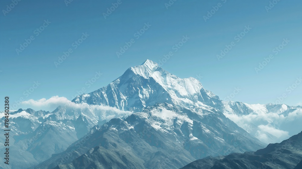 capped mountain range against a clear, blue sky capped mountain range against a clear, blue sky