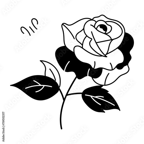 Grab this doodle icon of garden rose