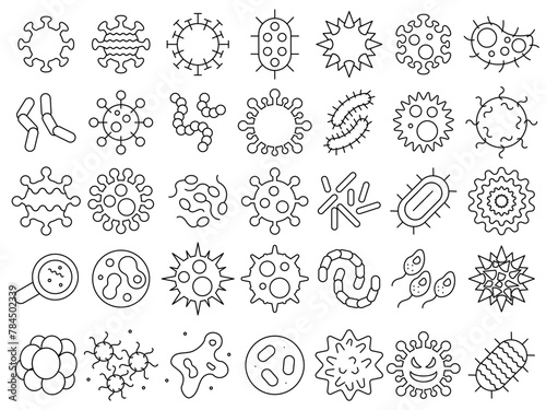 Line vector icon collection about viruses