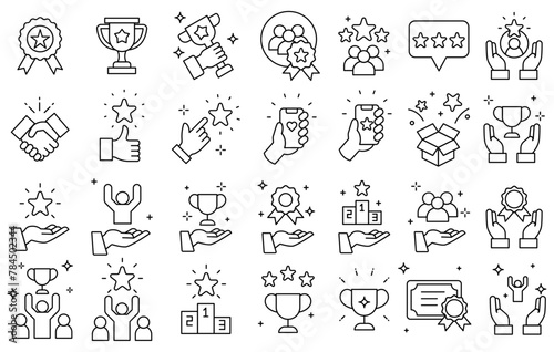 Icon collection about line kings and awards