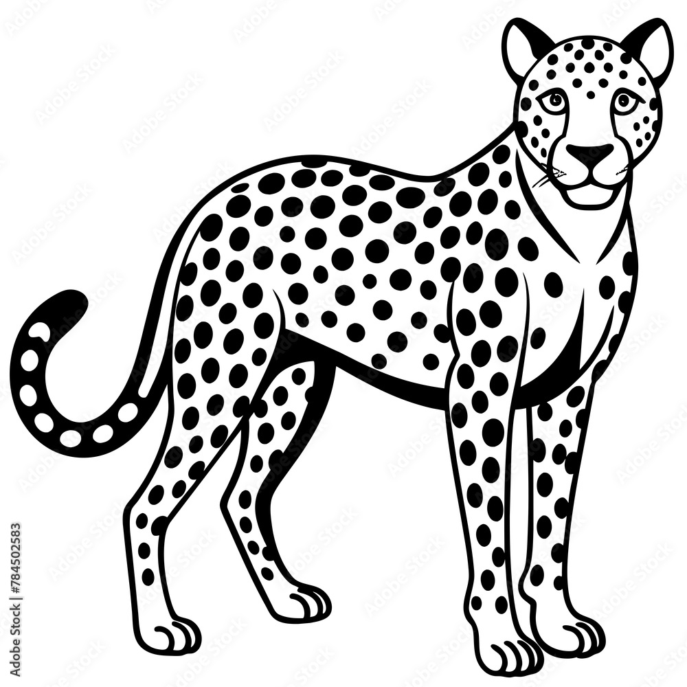 Naklejka premium cheetah cartoon vector illustration mascot,cheetah apple silhouette,vector,icon,svg,characters,Holiday t shirt,black cheetah cartoon drawn trendy logo Vector illustration,cheetah cartoon on a white ba