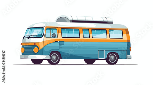 Small passenger bus on a white background 2d flat cartoon