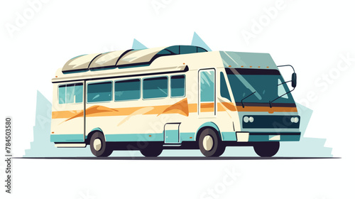 Small passenger bus on a white background 2d flat cartoon