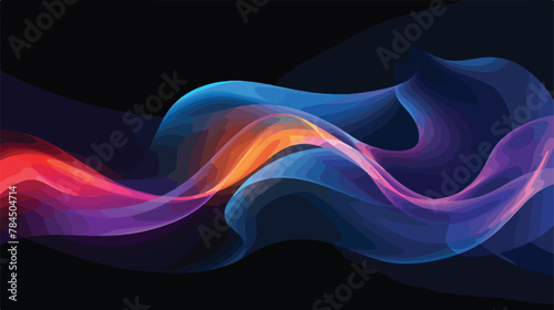 Smoky glowing waves in the dark vector abstract background