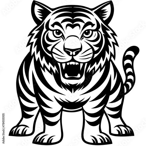 Tiger cartoon vector illustration mascot,cheetah Tiger silhouette,vector,icon,svg,characters,Holiday t shirt,black Tiger cartoon drawn trendy logo Vector illustration,cheetah cartoon on a white backgr © SK kobita