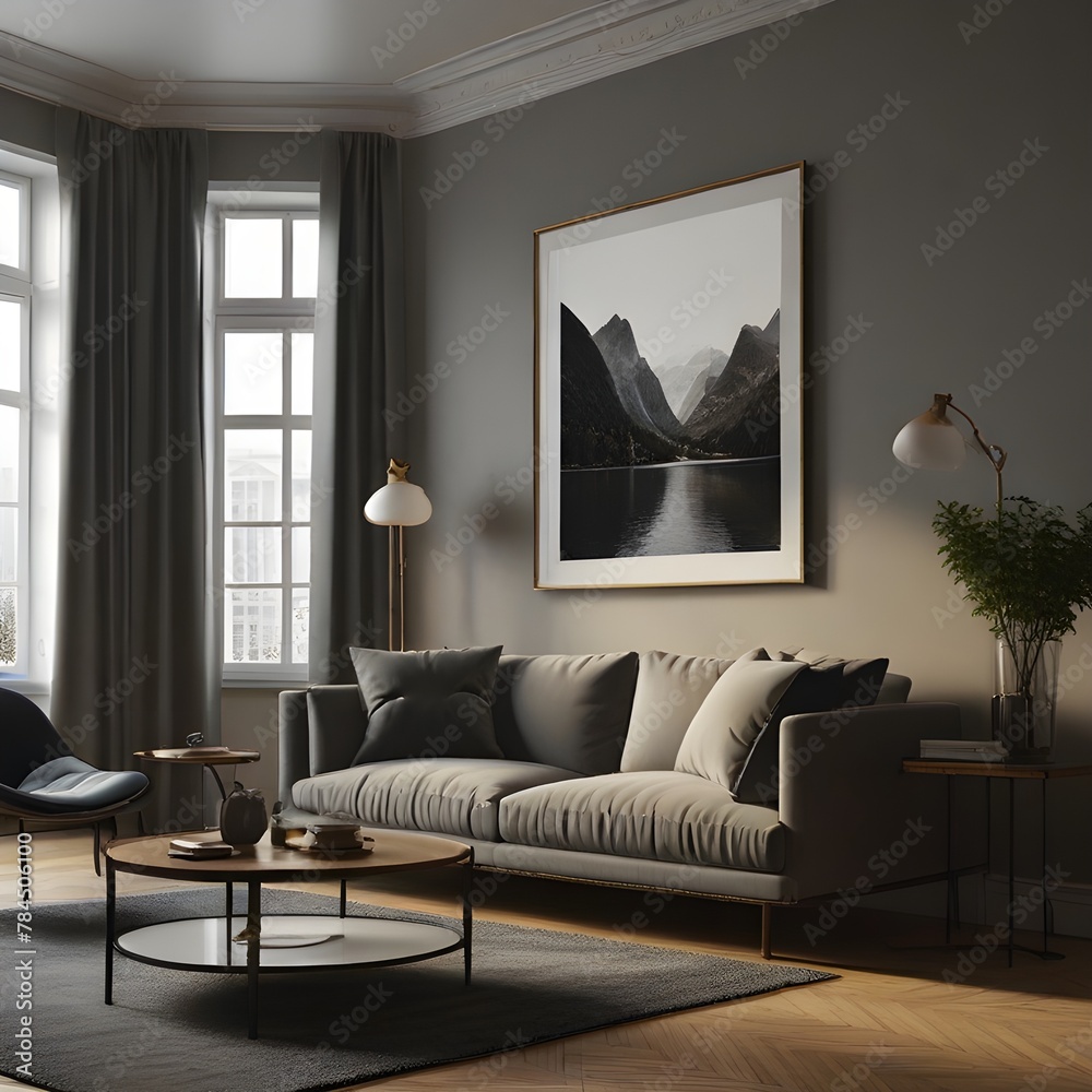 Living Room Mockup, Wall Frame Mockup, white Paper Size, Modern Home Design Interior, luxury Interior 3D Render Living Room Mockup, Wall Frame Mockup, white Paper Size, Modern Home Design Interior, luxury Interior 3D Render