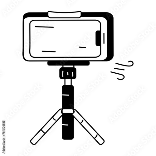Check out doodle icon of mobile tripod 