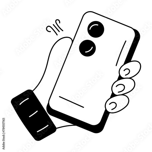 A hand drawn icon of grabbing phone 