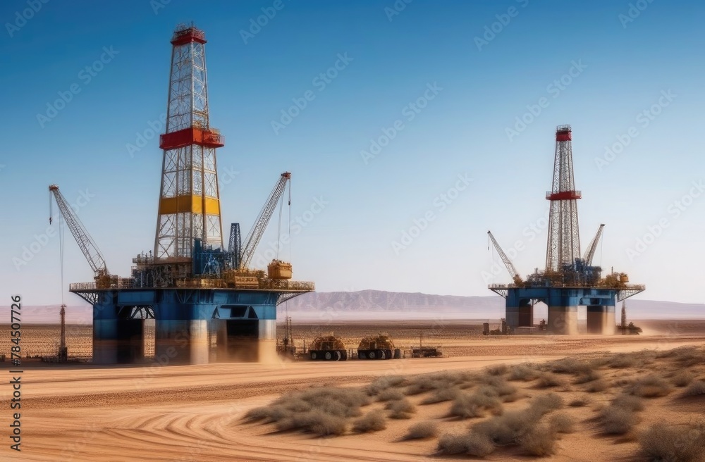 Desert Oil Rig Oil Rigs,Blue Sky,Desert Oil Birth