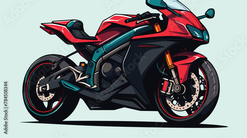 Sport Motorcycle Line Art Vector Illustration 2d flat