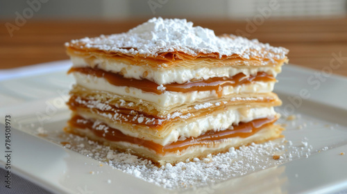 Classic argentinian dessert: crispy pastry layers filled with delicious dulce de leche