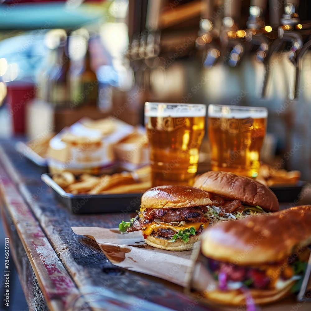 Bustling Urban Food Market in America Beer and Delicious Street Eats Bustling Urban Food Market in America Beer and Delicious Street Eats