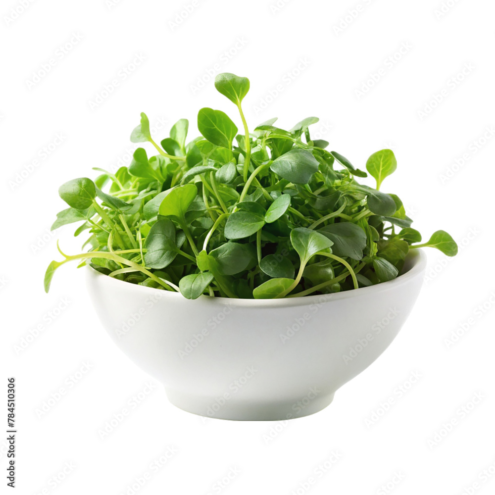 Watercress on bowl on transparent background Watercress on bowl on transparent background