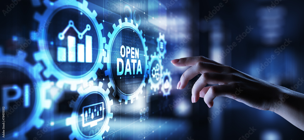 Open data database integration api internet technology concept.